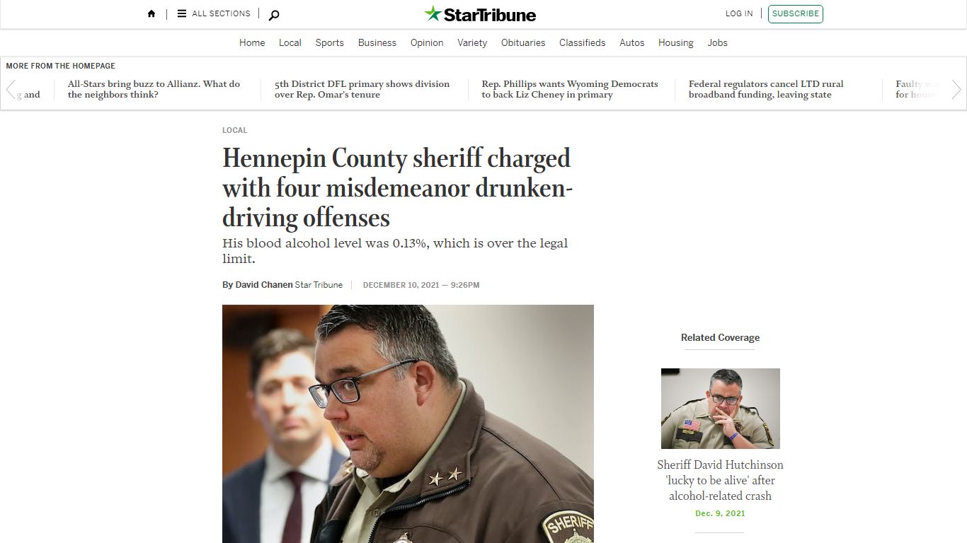 Hennepin County sheriff charged with drunken-driving ...